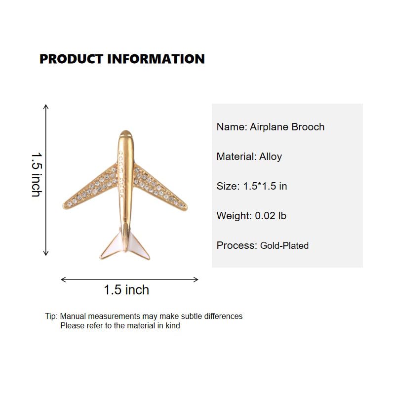 Image of Gold Plated Airplane Brooch Pin for Women Men Vintage Pilot Lapel Pin Suit Jackets Blazers Coats Unique Travel Themed Gifts for Aviators Graduation Birthday