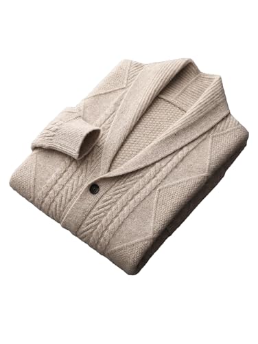 Men's Winter Knitted V-Neck Cashmere Cardigans Loose Casual Shawl Collar Cardigans