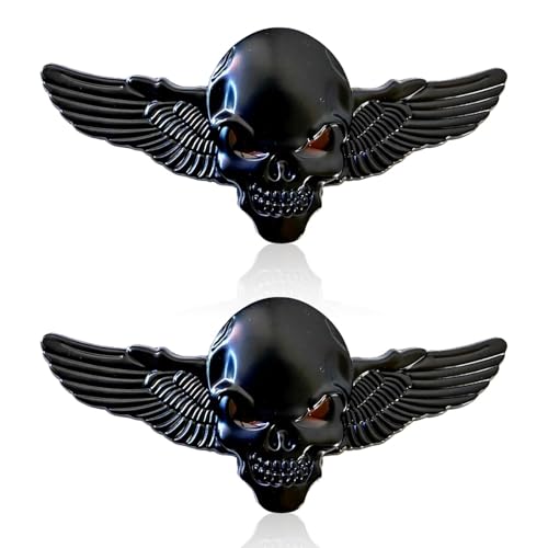 Metal Skull Autocollant De Voiture, 2 Pcs de 3D Skull en Alliage de Zinc Métal Autocollant De...