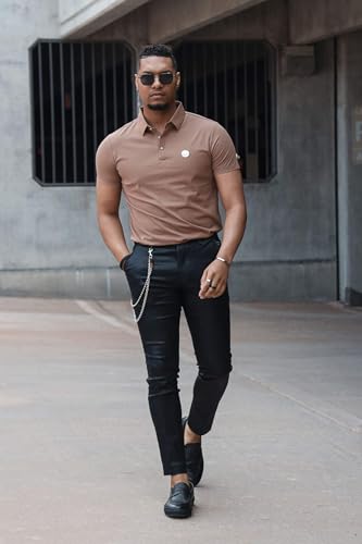 Barabas Men's Solid Color Textured Premium Stretch Polo Shirts 5P103