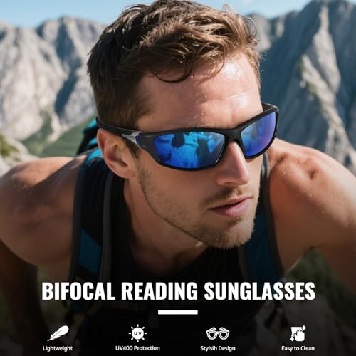 Image of Myiaur Bifocal Reading Sunglasses for Men Women, Wrap Around Sun Readers UV400 Protection for Sports Driving Fishing