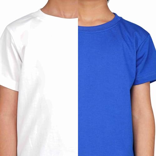 Image of Kids Round Neck T-Shirt Half Sleeves 100% Cotton Rich Soft Comfortable Fit Stylish Plain Color White+1 Combo Original Brand Tshirt for Boys