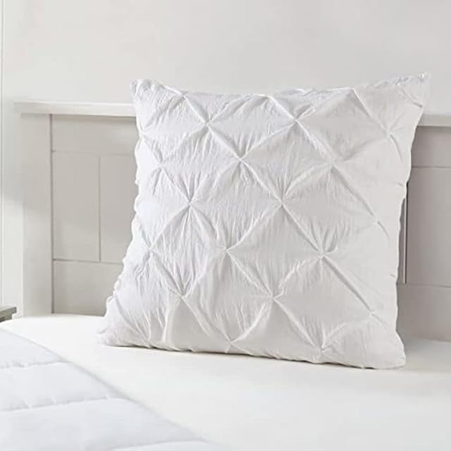 Hotel Class 1000TC Soft White Solid 2PC Continental/Square Pinch Pleated Pillow Cases {65 CM x 65 CM) With Decorative pinch pleated style Made In 100% Egyptian Cotton Quality Fabric- By PRAADLo