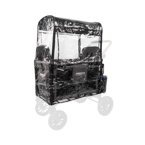 Image of WONDERFOLD Stroller Rain Cover Made with Premium Lightweight Transparent Sheet Featuring Small Ventilation Holes and Easy Access Hook-and-Loop Entrance (Fits Only W2 Elite/Luxe)