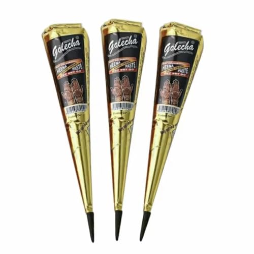 タトゥーペン ヘナコーン カラーコーン ペン インク 気軽に 1週間で消える タトゥー 3本 (TH01 ブラック)