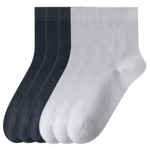 6 Pairs Cotton Crew Socks for Men, Soft Mens Trouser Socks for Casual Dress Socks Size 7-11