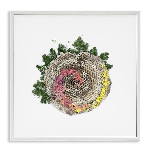 'Honeycomb with Botanicals'| Framed Giclee Art