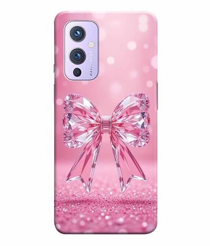 Dugvio Printed Colorful Hard Back Case Cover & Compatible for OnePlus 9 | Girly Bow Pink (Multicolor) - D6118