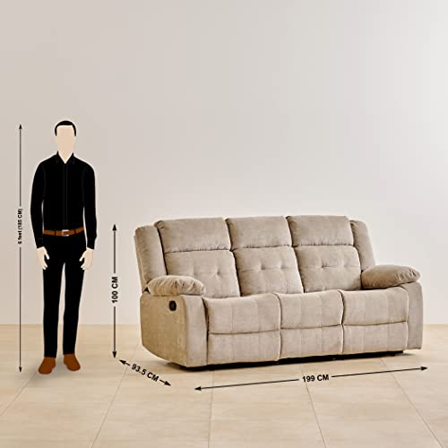 Image of Home Centre Helios Zurich Fabric 3-Seater Manual Recliner - Beige