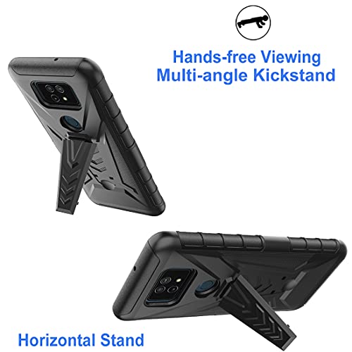 Ailiber For Cricket Ovation 2 Phone Case, At&T Maestro Max(2021) Case Holster With Screen Protector, Swivel Belt Clip Holster Kickstand Holder, Heavy Duty Rugged Cover For Cricket Ovation 2-Black #TOP2