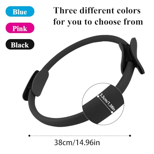 Set de 10 Anillas de Pilates 15 Pulgadas Magic Circle Juego a Granel para Yoga y Fitness, Anillas de Resistencia Ligera y Portátil para Tono Corporal Completo, Entrenamiento de Núcleo y Fuerza (5 Negro, 3 Azul, 2 Rosa) miniatura 6