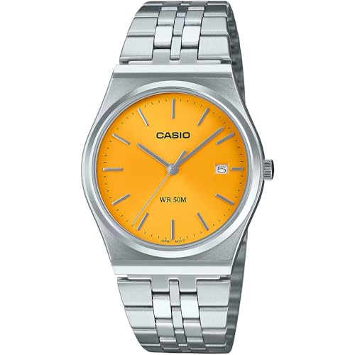 Casio MTP-B145D-9AV Men's Vintage Stainless Steel Yellow Dial 3-Hand Analog Watch