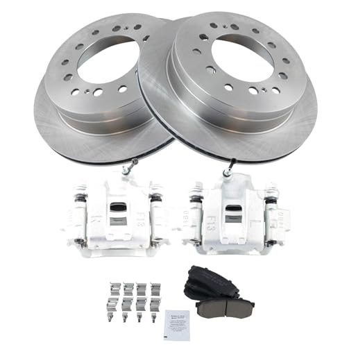 Image of TRQ Rear Brake Pad and Rotor Set Ceramic Rotors Calipers