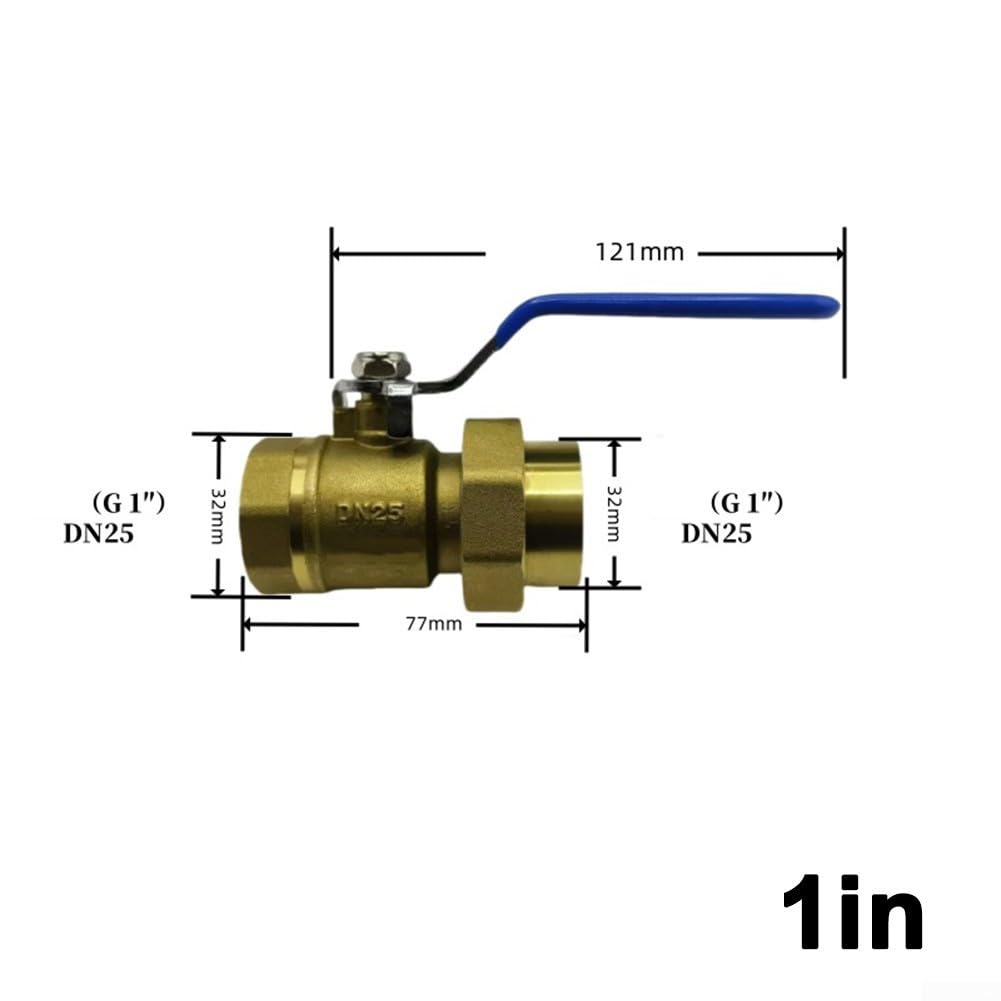 Kugelhahn aus massivem Messing, 1,9 cm, blauer Griff, Abschaltung (2,5 cm) | Massiver Messingkörper, widerstandsfähig, 1,3 cm Größe, blauer Hebelgriff, einfache Durchflusskontrolle