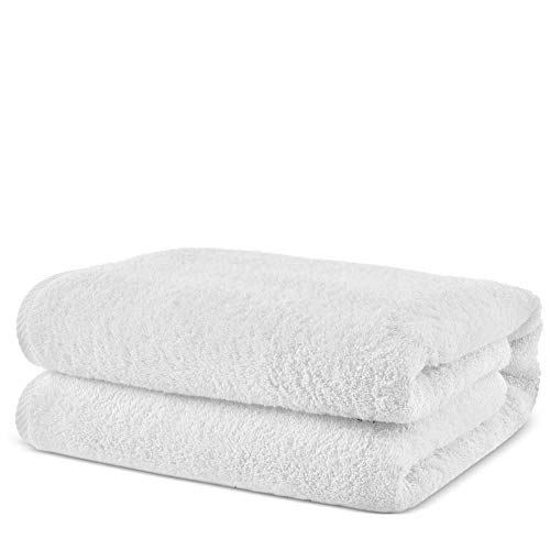 Towel Bazaar 100% Turkish Cotton Multipurpose Towels-Large Bath Sheet/Beach Towel/Bath Towel, Eco-Friendly (Oversized 40x80 inches, White)