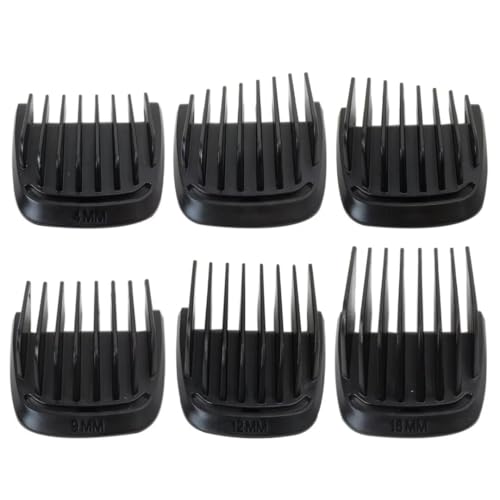 6 Piece Set Trimmer Replacement 4/9/12/16mm T Blade Haircut Guide Comb Guard Set Fit for Philips Norelco MG7750, MG7770, MG7785, MG7790 (for Extra Wide 41mm T Blade Only)