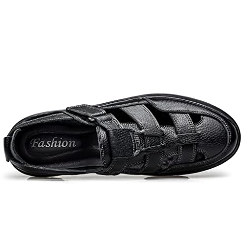 Leather Men Sandals Business Dress Sandals Handmade Leather Shoes Men Beach Sandalias(42 Code)4