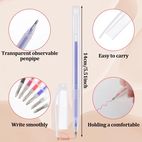 DIVINA VITAE 48 Stück Thermolöschbare Stoffstifte, Ultrafeine Spitze, 0,5 mm, 6 Farben, 48er Pack, für Quilten, Nähen, Schneidern, Stoffe Markieren, Werkzeuge