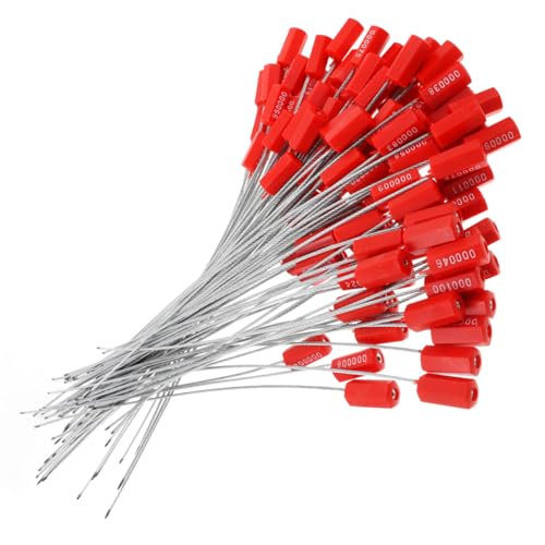 Healifty 100 StüCk Plomben Kunststoff Set Rot Plombe Kabelbinder Mit Numbered Kabelblombe Sicherheitsplomben Container Shipping Plomben-Sicherheit FüR Lkw AnhäNger