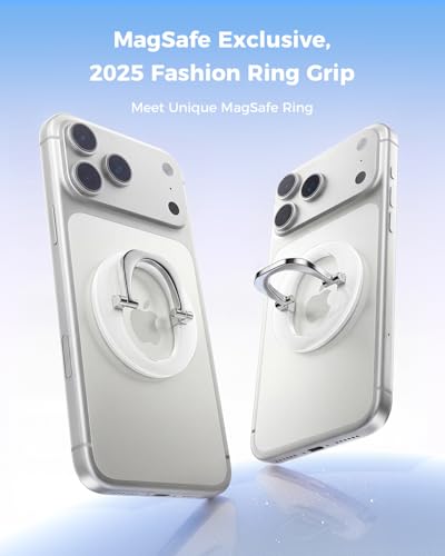 Image of SUPERONE for MagSafe Phone Grip, Adjustable Magnetic Phone Ring Holder, Removable Finger Phone Ring Kickstand Compatible with MagSafe Accessories Only for iPhone 17 /16 /15 /14 /13 /12 Series