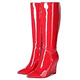  GIARO ELLA Premium Stiefel für Damen - elegante High-Heels - Kniestiefel mit hohem Absatz - Damenstiefel - Stöckelschuhe für Frauen - erhältlich in 3 Farben (Rot Glanz, numeric_43)