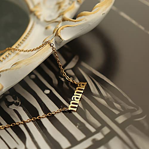 Mama Necklace for Women 18K Gold Plated Mom Pendant Stainless Steel Silver Letter Gift Personalized Jewelry for Mother and Daughter4
