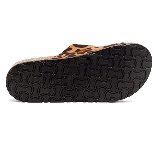 Herstyle Softey Women's Comfort Buckled Slip On Sandal Casual Cork Platform Sandal Flat Open Toe Slide Shoe Leopard 10.0 #TOP3