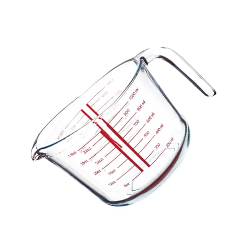 VALICLUD Vaso Medidor de Vidrio Templado Resistente Cambios Térmicos Taza Medidora Transparente con Escala Precisa para Líquidos Herramienta Práctica para Cocina y Repostería