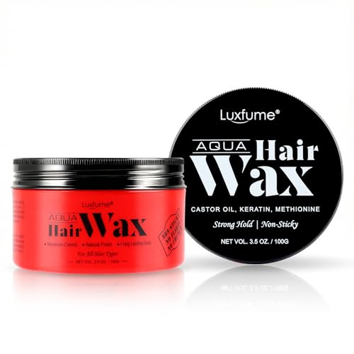 Luxfume Aqua Hair Wax | Non-Sticky, No Flakes Formula | Styles & Repairs with Castor Oil & Keratin, Hair Styling for All Hair Types, 3.05 oz