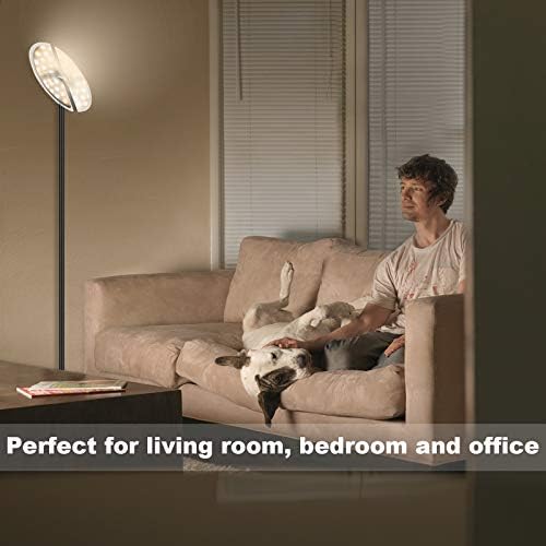 Floor Lamp, Bomcosy 30W Standing Lamp, LED Floor Lamp with 3 Color Temperatures & Stepless Dimming, Adjustable Uplighter Standing Lamp for Living Room Bedroom Office, Remote & Touch, 3800 Lumens