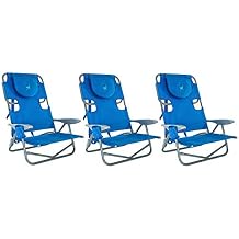 Ostrich On-Your-Back Outdoor Lounge 5 Position Reclining Beach Chair 3 Pack