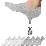 FALECHAY FÜSSLINGE DAMEN SNEAKER SOCKEN HERREN FÜSSLINGE FOOTIES 8 PAAR ANTI RUTSCH BAUMWOLLE WEISS GRAU 35-38