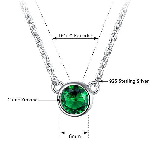 Silvercute Green Necklace 925 Sterling Silver Choker Necklaces Simulated May Birthstone Pendant Emerald Necklace For Women Girls #TOP3