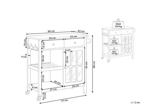 Carrello Da Cucina In Mdf Grigio Legno Chiaro Con Ripiano Per Armadietto Con Ripiani Cassetti Con Ruote Scandinavo - 3