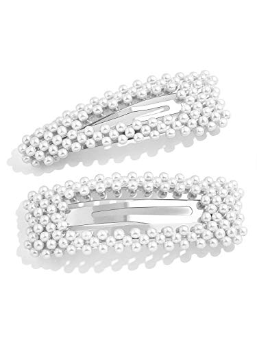 Pearls Hair Clips Silver Large Hair Barrettes For Women Bridal Bridesmaid Flower Girls Wedding Decorative Hair Pins Her Christmas Thanksgiving Valentines Mothers Day Birthday New Year Gift #TOP19