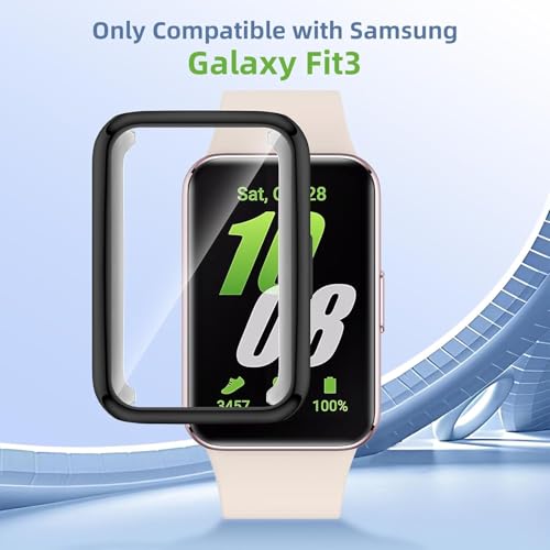 Image of OpenTech Hard Silicone Protection Case Cover with Attached Screen Protector Compatible for Samsung Galaxy Fit 3 Full Coverage (Black)