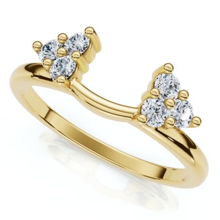 Pompeii 1/4Ct 6-Prong Diamond Guard Enhancer Insert Ring 14k Gold Lab Grown (F/G,VS1-VS2)