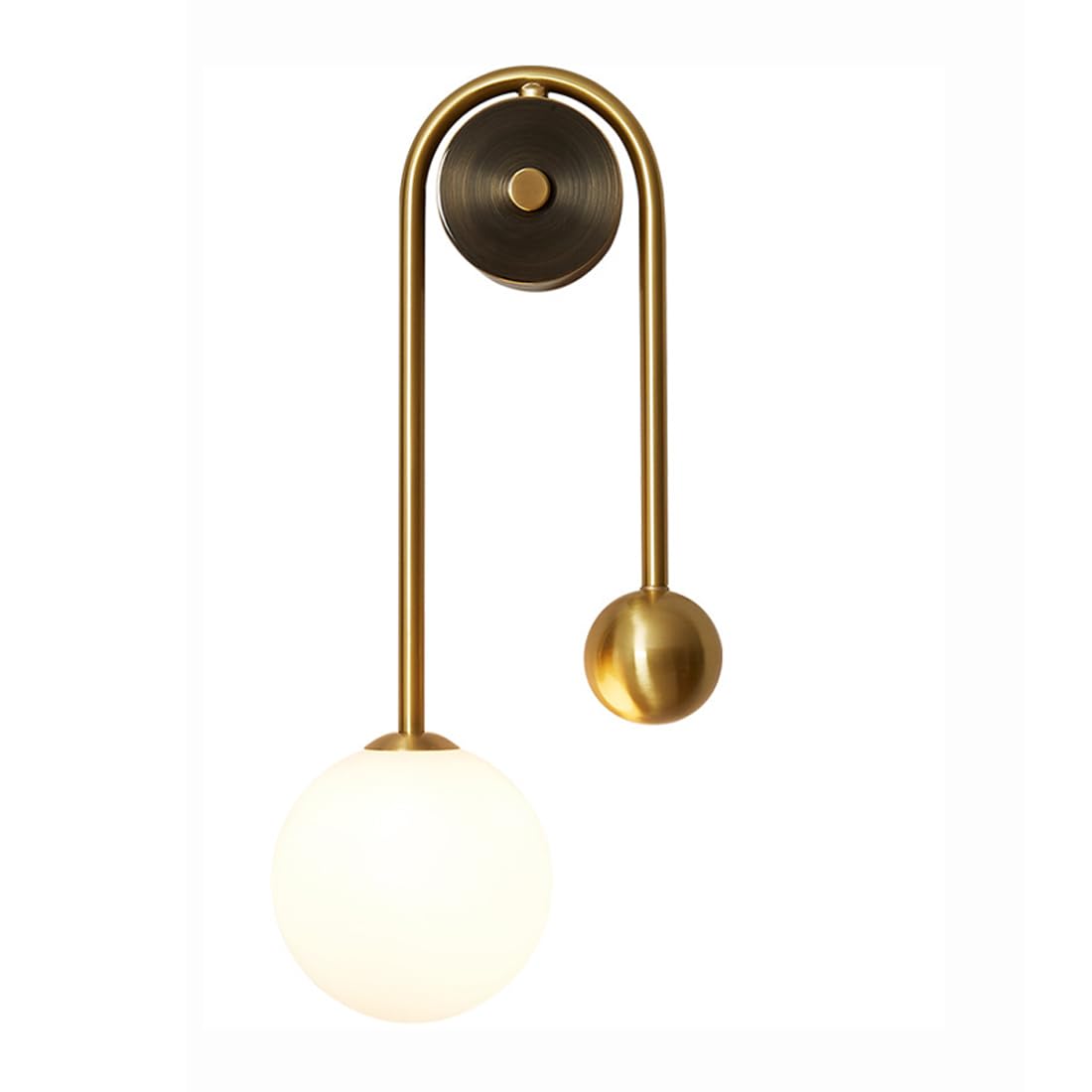 ITOSUI Brass Wall Sconce - Indoor Bedside Light Fixture Glass Lampshade for Bathroom, Hallway, and Bedroom(Left,Medium)