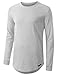 URBANCREWS Mens Hipster Hip Hop Longline Long Sleeve Crewneck T-shirt HGRAY, L