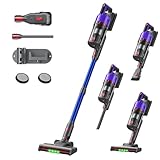掃除機 コードレス 【2025爆進化！58kPa強力吸引・自立式・55分連続稼働】軽量 視感度最適グリーンLED搭載 スタンド不要 スティック ハンディ 2WAY 掃除機 クリーナー サイクロン 充電式 低騒音 着脱式バッテリー 伸縮パイプ 【2年保証】 1.2L大容量ダストカップ 畳/カーペット/フローリング/ペット/ソファー/車用/隙間/本棚/階段対応 一人暮らし 家庭用（パープル）