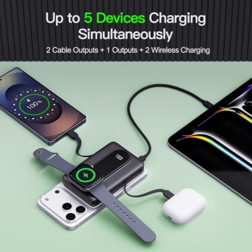 Magnetic Portable Charger 10000mAh, Power Bank with Built in Cable Watch - image 7