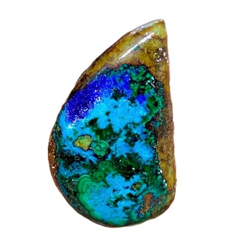 Malachite azurite naturelle cabochon fantaisie unique de 32x19x6mm pour création de bijoux DIY