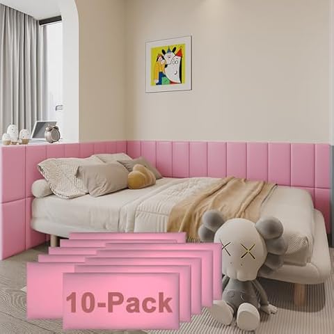 YU LI 3DH 3D Anti-Collision Wall Padding for Kids Self-Adhesive 10PCS Pink headboard Panels for Wall Peel and Stick headboard Cover