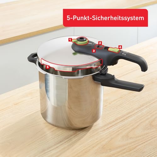 Tefal P2584402 Secure Trendy Schnellkochtopf 8 L mit Korb | 2-Stufen-Garregler: Intensivstufe 117°C, Schonstufe 112°C… – Ansicht 6
