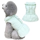 Jecikelon Winter Dog Coat for Small Dogs Warm Puppy Jacket Thick Fleece Lining Pet Cold Weather Clothes Outfits with D-Ring Leash Suéter para Perros (Small, Green)