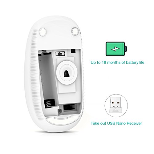 Image of VssoPlor Wireless Mouse, 2.4G Slim Portable Computer Laptop Mouse with Nano Receiver Quiet Silent Optical Mice for Notebook, PC, Laptop, Computer-Pure White