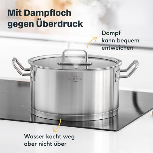 Couvercle 24 cm universel SILBERTHAL inox verre anti-condensation poignée froide - 4