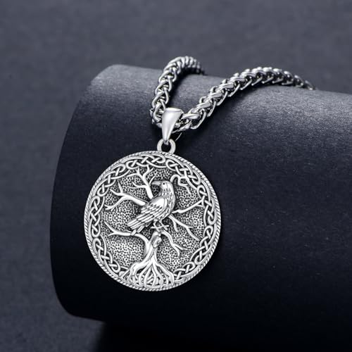 Raven Necklace 925 Sterling Silver Viking Celtic Raven Pendant Norse Raven Jewelry Gift for Men Women2