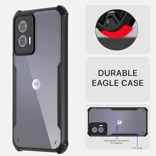 Image of Outlouders Back Cover for Motorola Moto G73 5G | Ultra Hybrid Transparent | Full Camera Protection | Raised Edge | Crystal Clear Bumper Case(Black)