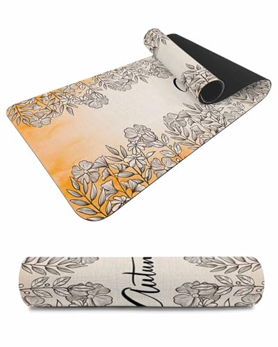 Debedcor Heat Proof Table Pads Waterproof Decorative, Fall Floral Non-Slip Table Countertop Protector, Farmhouse Autumn Botanical Leaves Insulation Mat for Dining Room, 48 x 12 Inches